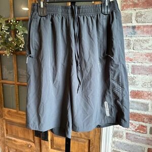 Northyard Athletic Shorts Mens L Dark Gray Zipper Pockets Reflective Running Gym